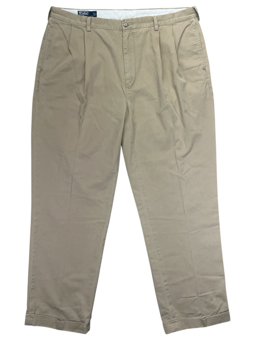 Polo Ralph Lauren Vintage Pleated Chino Pants Men’s 40x32 Classic Fit Khaki